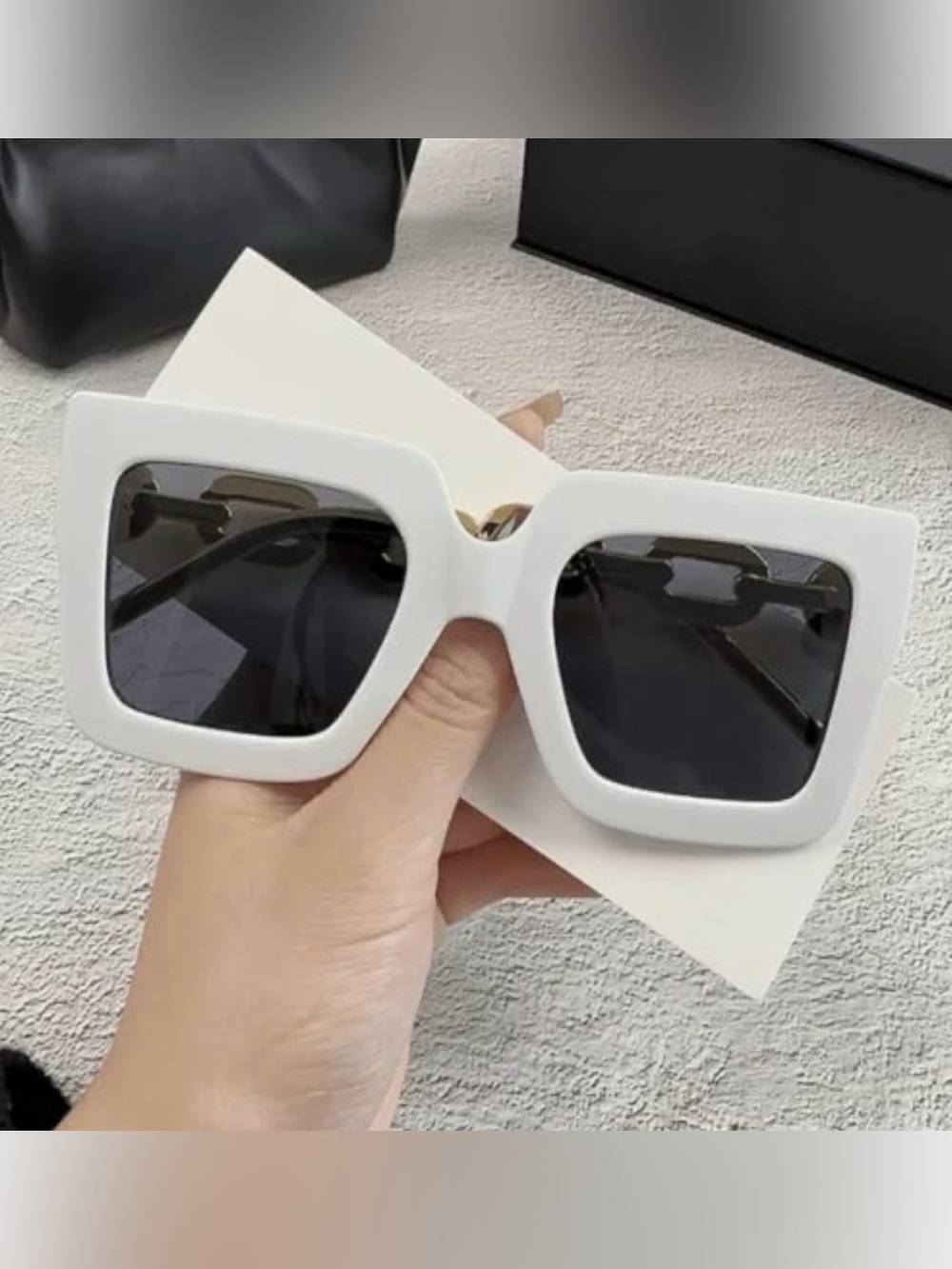 White retro square frame sunglasses